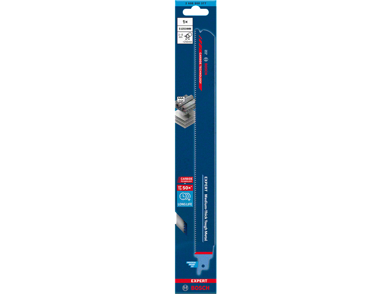 List Bosch za sabljasto žago EXPERT ‘Medium-Thick Tough Metal’ S 1255 HHM, 300mm, 10 TPI, za cevi, 2608900377